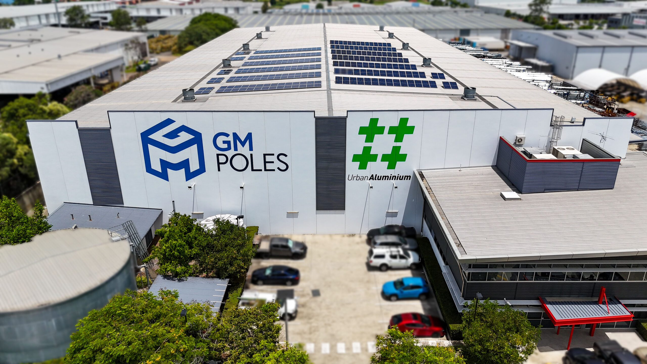 Drone image of GM Poles Brisbane Factory